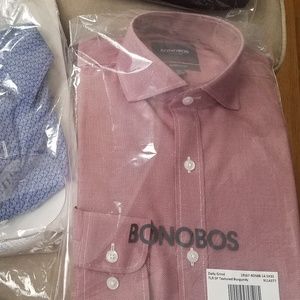 BONOBOS Dress Shirt (Textured Burgundy) - NEW